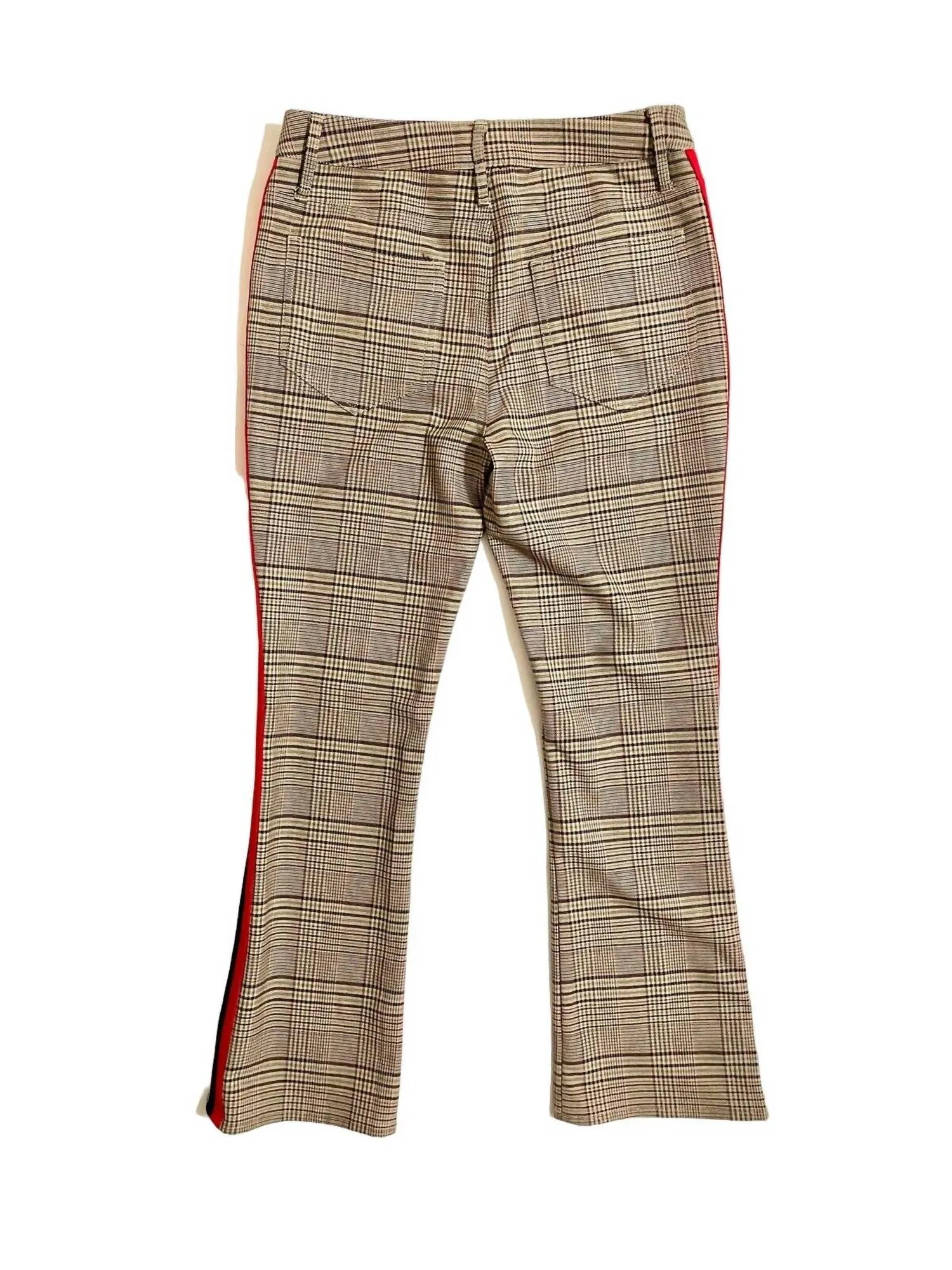 Hoch taillierte Plaid-Seitenstreifen-Ponte-Hose in Mehrfarbig