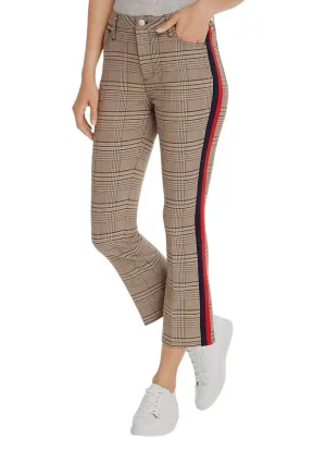 Hoch taillierte Plaid-Seitenstreifen-Ponte-Hose in Mehrfarbig