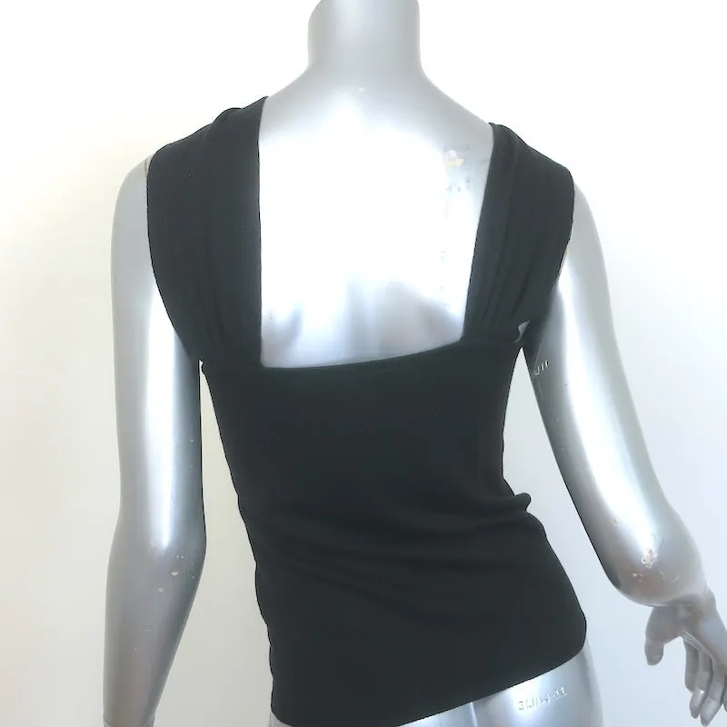 Polo Ralph Lauren Twist-Front Strick-Keyhole-Top Schwarz Seide-Kaschmir Größe M