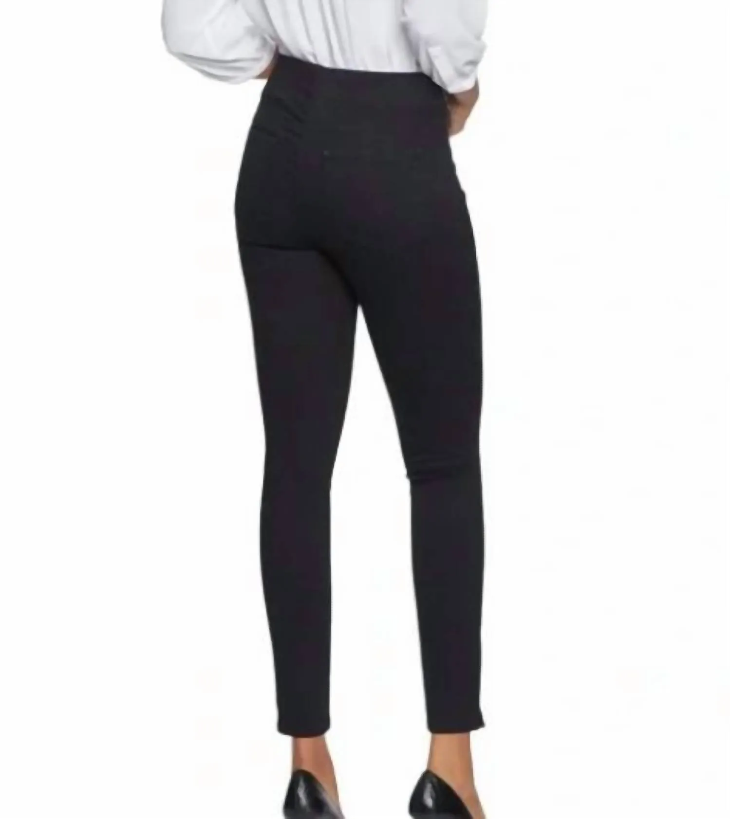 Poppy Stretch-Denim-Leggings mit Zugband in Schwarz