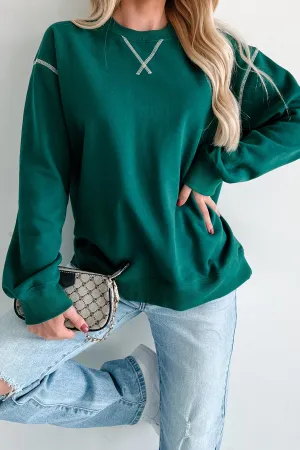Pressing Pause Übergroßes Crewneck Sweatshirt (Jägergrün)