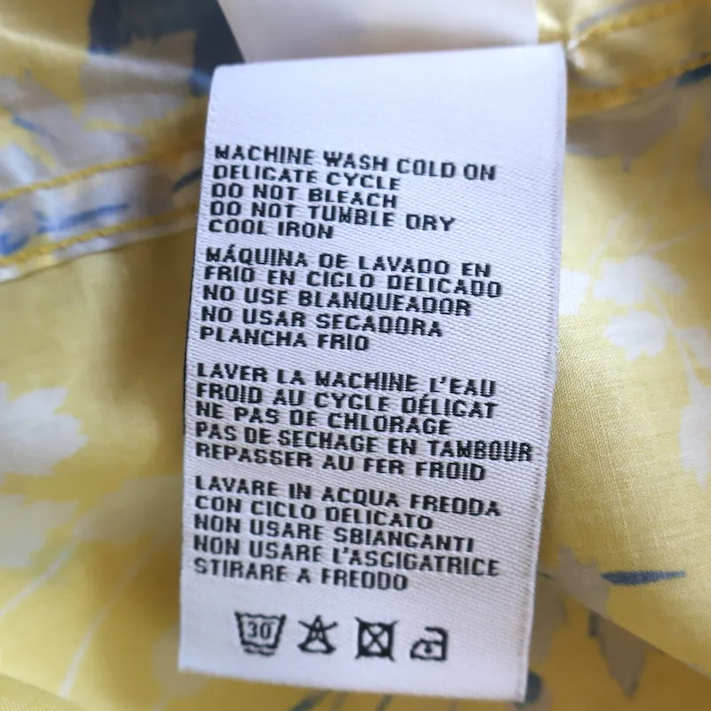 R13 Übertragener Kragen Bluse Gelb Blumenmuster Baumwolle Größe S NEU