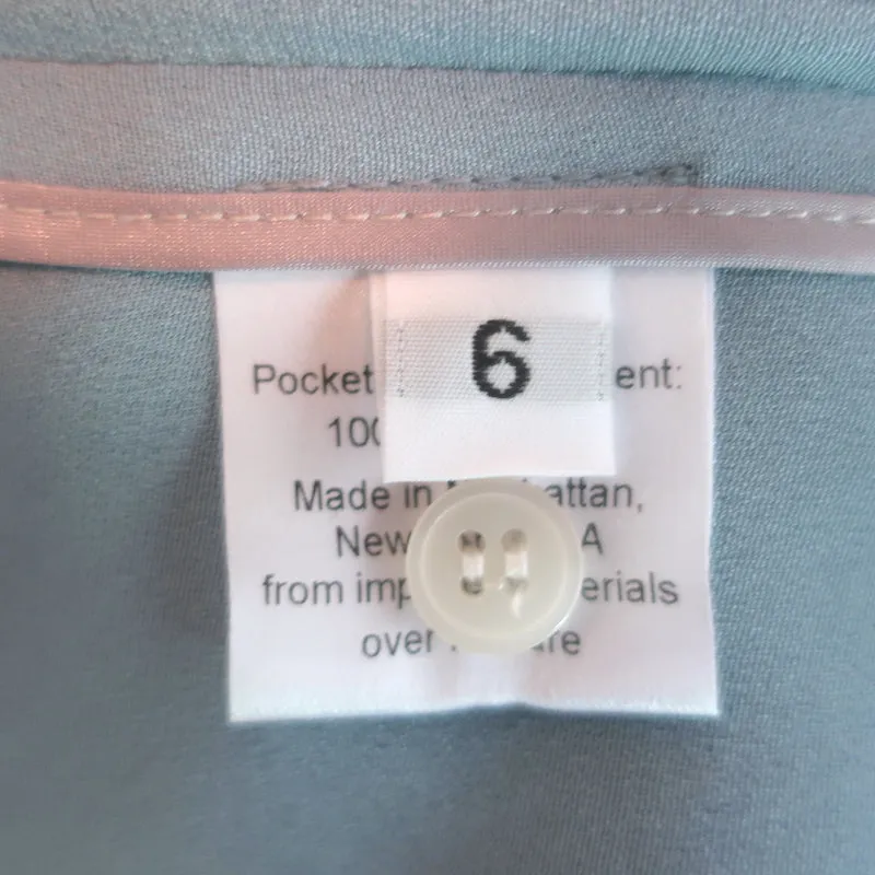 Rachel Comey Rüschenbluse mit Ausschnitt Blau Seide Größe 6 Langarmtop
