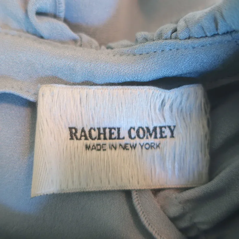 Rachel Comey Rüschenbluse mit Ausschnitt Blau Seide Größe 6 Langarmtop