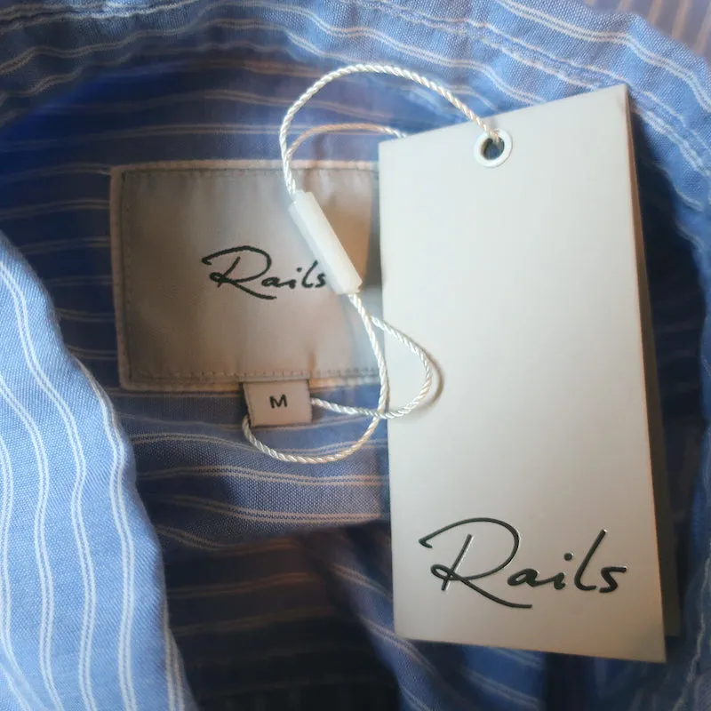 Rails Lizzi Rüschenbluse Blau & Weiß gestreift Größe M NEU