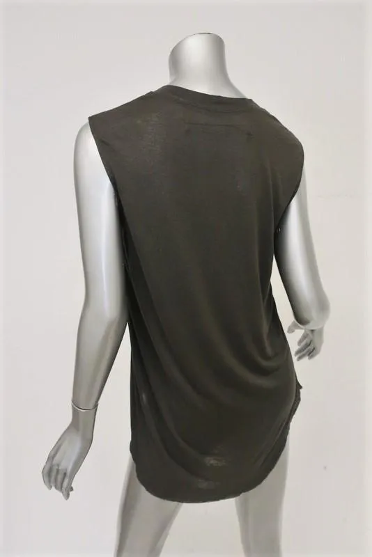 Raquel Allegra Tanktop Dunkelbraun Seide & Jersey Größe 0 Ärmelloses Muskelshirt