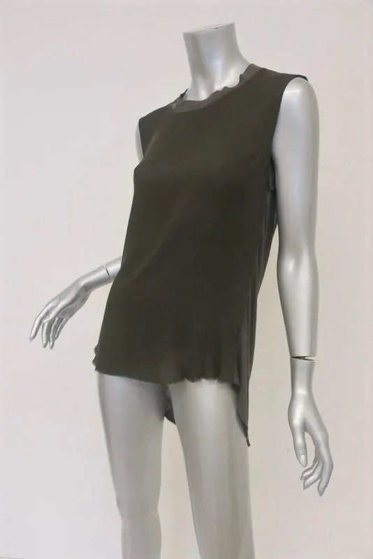 Raquel Allegra Tanktop Dunkelbraun Seide & Jersey Größe 0 Ärmelloses Muskelshirt