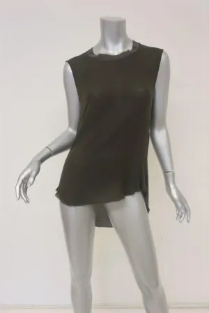 Raquel Allegra Tanktop Dunkelbraun Seide & Jersey Größe 0 Ärmelloses Muskelshirt