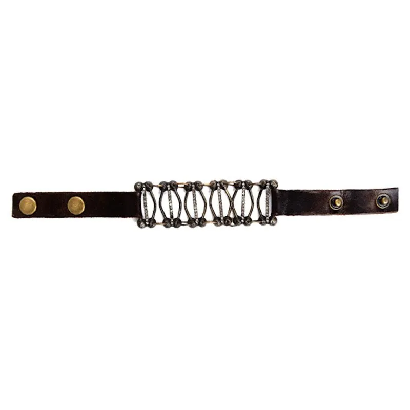 Rebel Design Champagner Kristall Armband 5070 Vintage Braun Leder