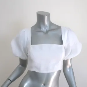 Reformation Puffärmel Crop Top Weiß Leinen Größe 0