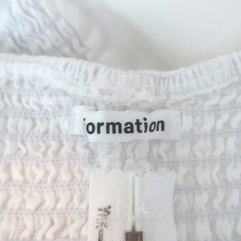 Reformation Puffärmel Crop Top Weiß Leinen Größe 0