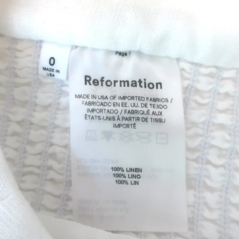Reformation Puffärmel Crop Top Weiß Leinen Größe 0