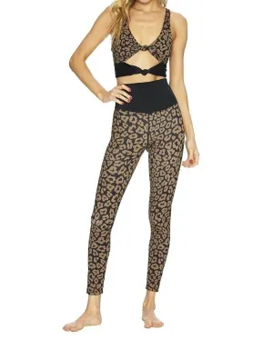 Umgekehrtes Leopardenmuster High-Waist Yoga-Leggings in Braun