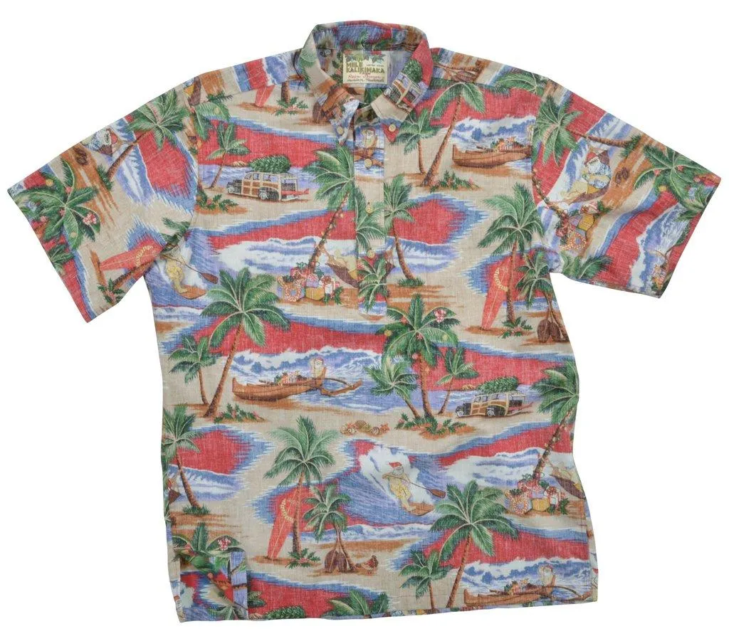 Reyn Spooner Hawaiianisches Weihnachts-Camp-Shirt 2016
