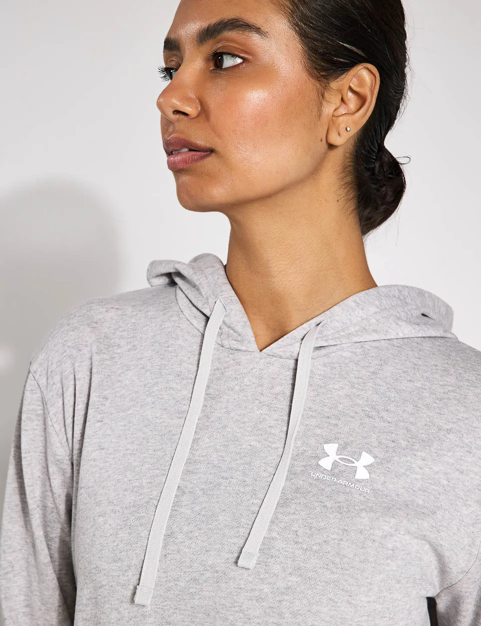 Rival Terry Hoodie - Modisch Grau Hell Meliert/Weiß