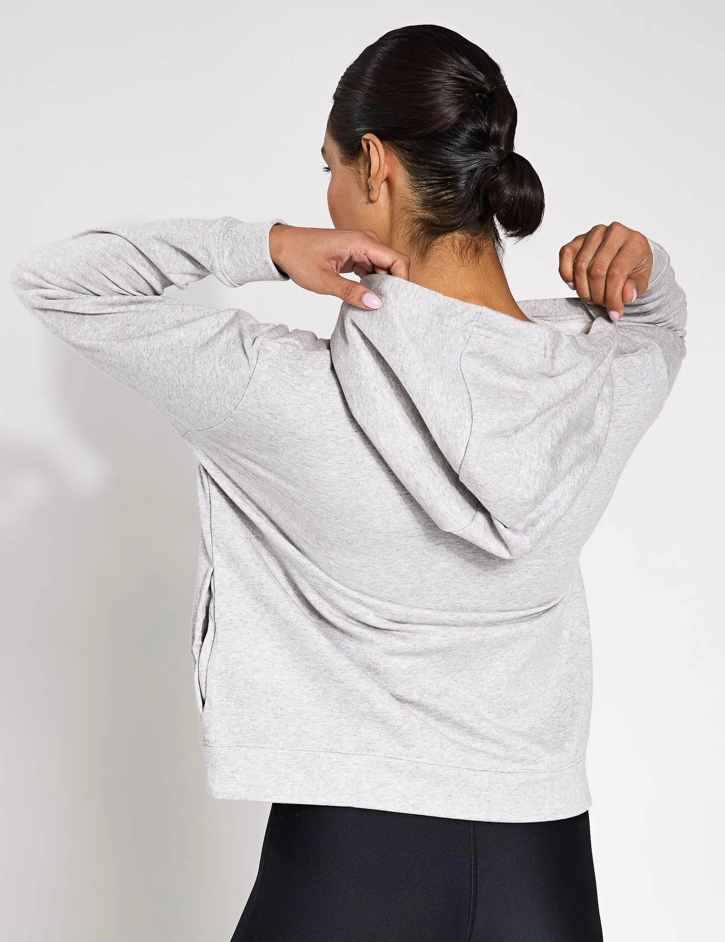 Rival Terry Hoodie - Modisch Grau Hell Meliert/Weiß