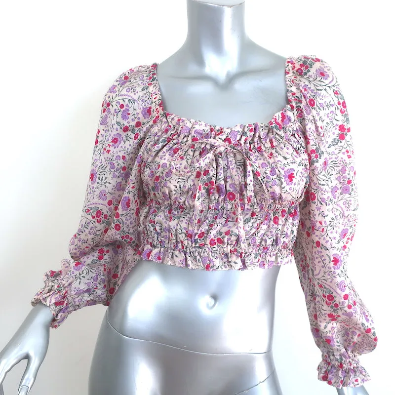 Sabina Musayev Maelys Rüschenbluse mit Blumenprint in Größe Small und Puffärmeln