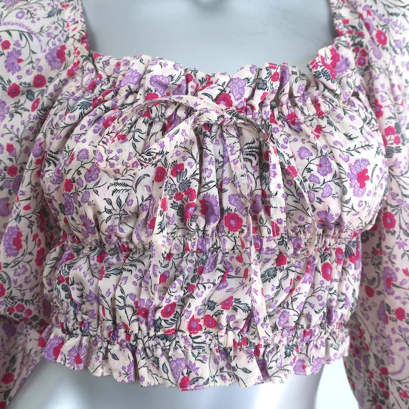 Sabina Musayev Maelys Rüschenbluse mit Blumenprint in Größe Small und Puffärmeln
