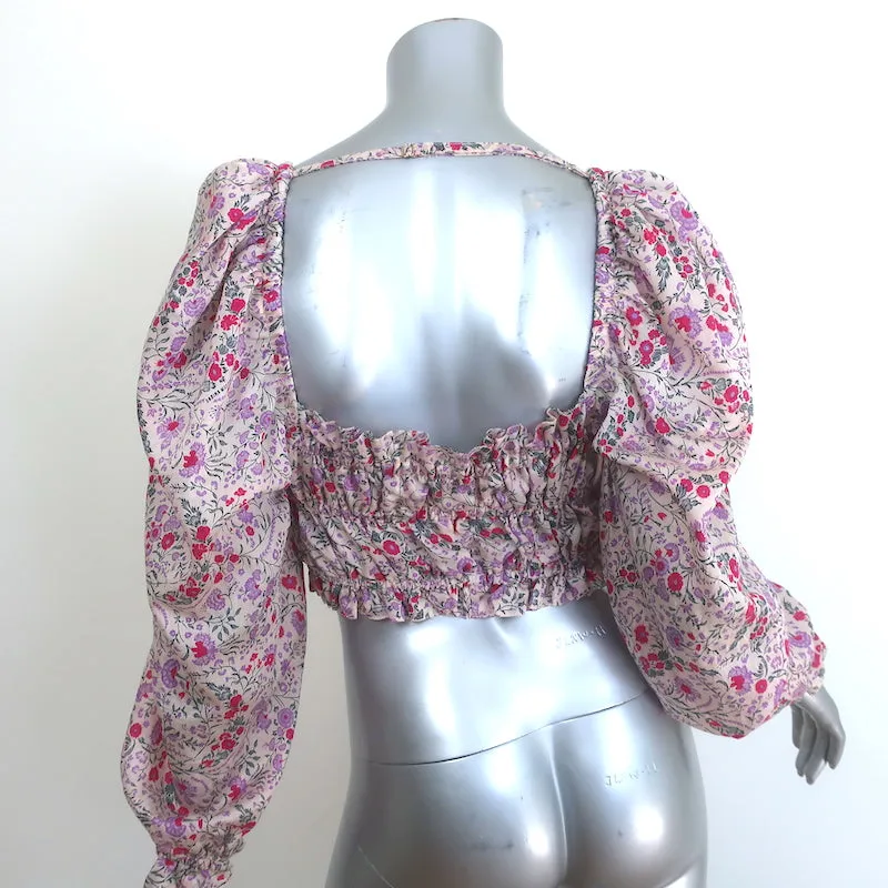 Sabina Musayev Maelys Rüschenbluse mit Blumenprint in Größe Small und Puffärmeln