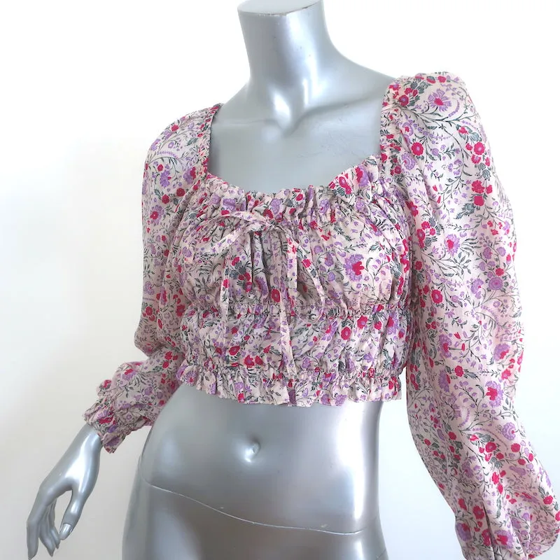 Sabina Musayev Maelys Rüschenbluse mit Blumenprint in Größe Small und Puffärmeln