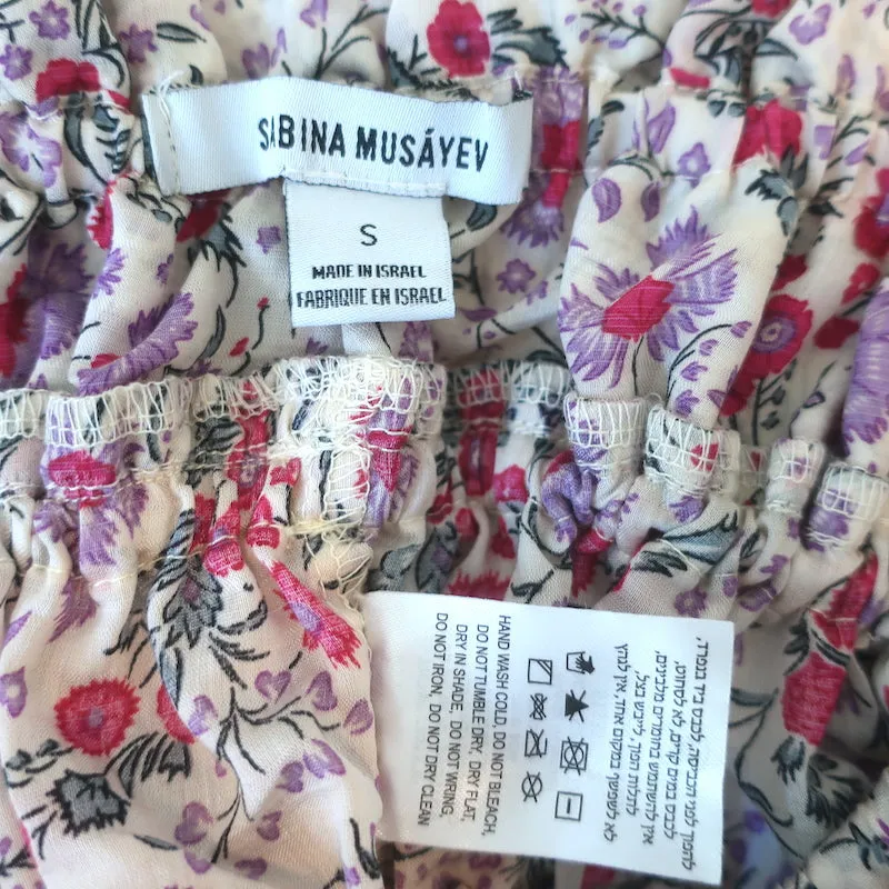 Sabina Musayev Maelys Rüschenbluse mit Blumenprint in Größe Small und Puffärmeln