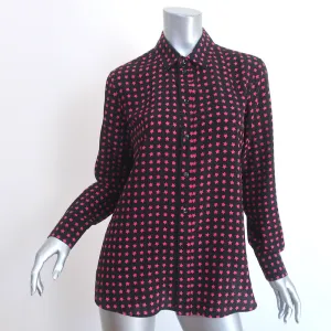 Saint Laurent Sternmuster Seidenbluse Schwarz/Rosa Größe 42 Langarmbluse