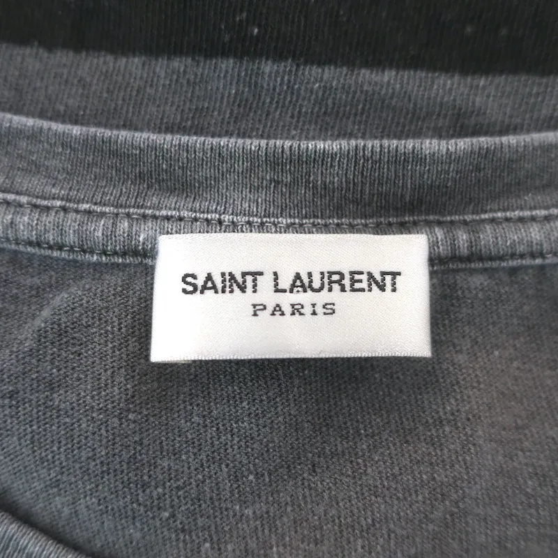 Saint Laurent Gestreiftes T-Shirt Grau & Schwarz Baumwolle Größe S Kurzarm Oberteil