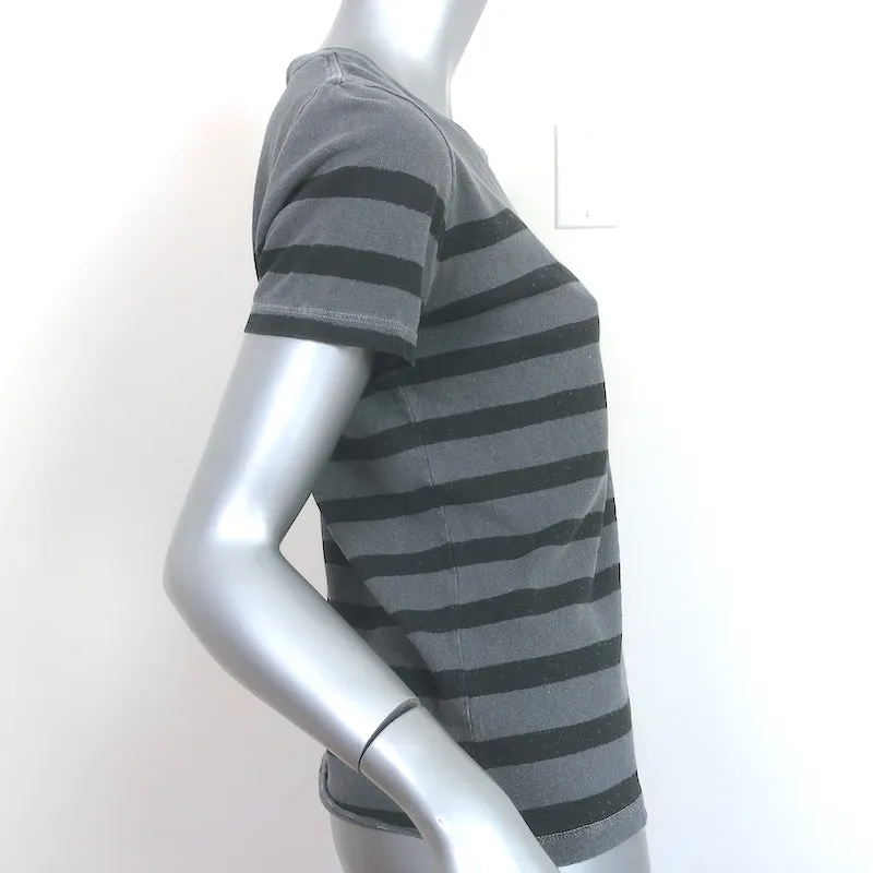 Saint Laurent Gestreiftes T-Shirt Grau & Schwarz Baumwolle Größe S Kurzarm Oberteil