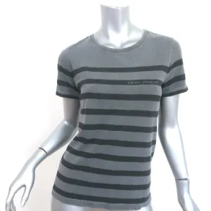 Saint Laurent Gestreiftes T-Shirt Grau & Schwarz Baumwolle Größe S Kurzarm Oberteil