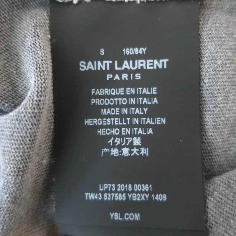 Saint Laurent Gestreiftes T-Shirt Grau & Schwarz Baumwolle Größe S Kurzarm Oberteil