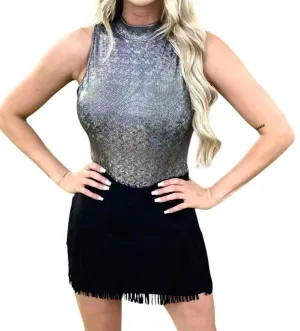 Ärmelloser Ace High Bodysuit in Silber