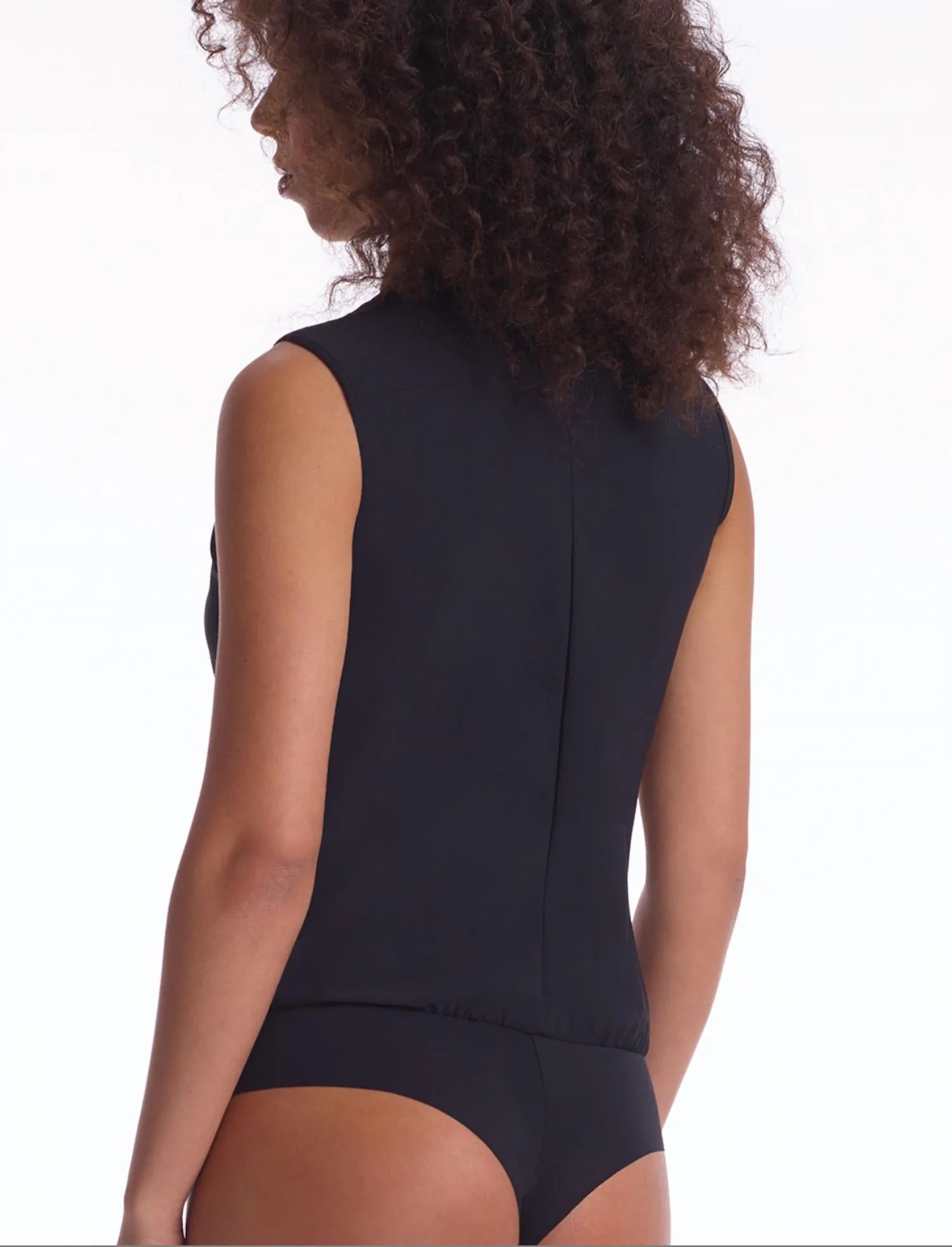 Ärmelloser klassischer Knopf-Bodysuit in Schwarz