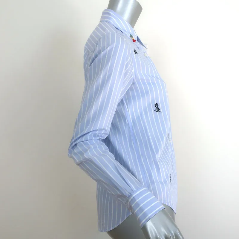Sonia by Sonia Rykiel Bluse mit floraler Stickerei, blau/weiß gestreift, Baumwolle, Größe 34