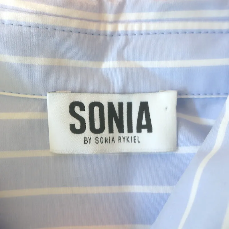 Sonia by Sonia Rykiel Bluse mit floraler Stickerei, blau/weiß gestreift, Baumwolle, Größe 34