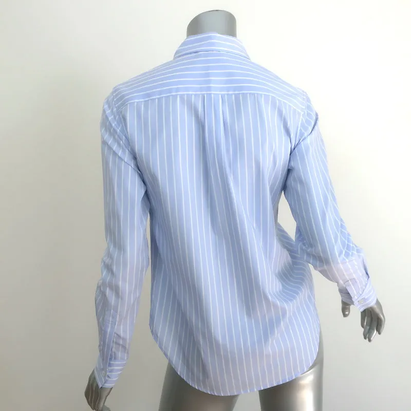 Sonia by Sonia Rykiel Bluse mit floraler Stickerei, blau/weiß gestreift, Baumwolle, Größe 34