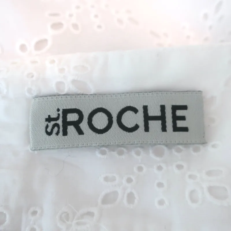 St. Roche Spitzendurchbruch-Stickerei Rüschen-Trägertop Weiß Baumwolle Größe S