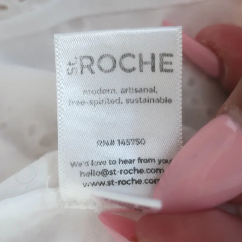 St. Roche Spitzendurchbruch-Stickerei Rüschen-Trägertop Weiß Baumwolle Größe S