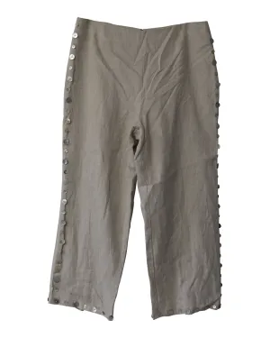 Staud Ravella Hose mit Knopfdetails in beigem Leinen