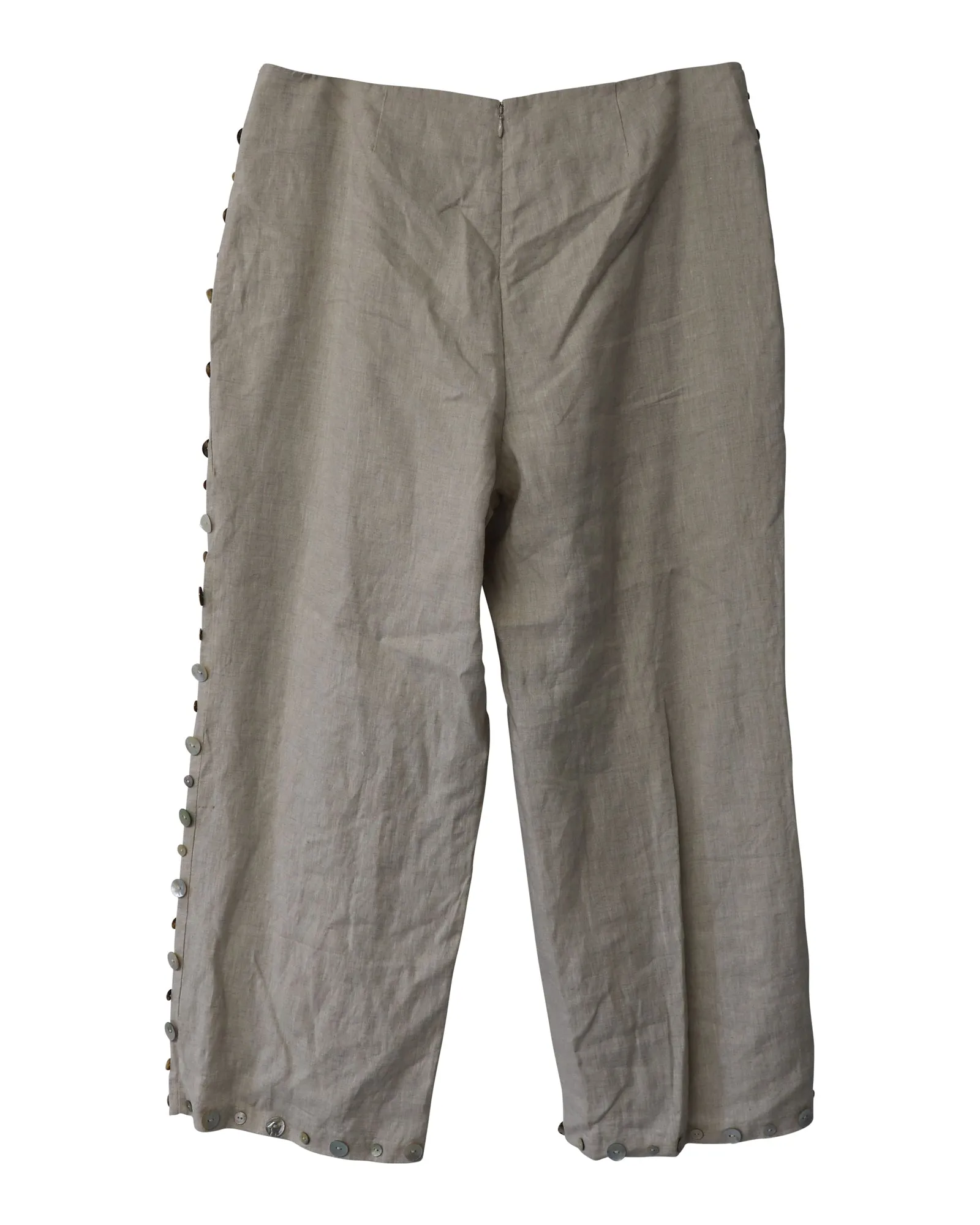 Staud Ravella Hose mit Knopfdetails in beigem Leinen