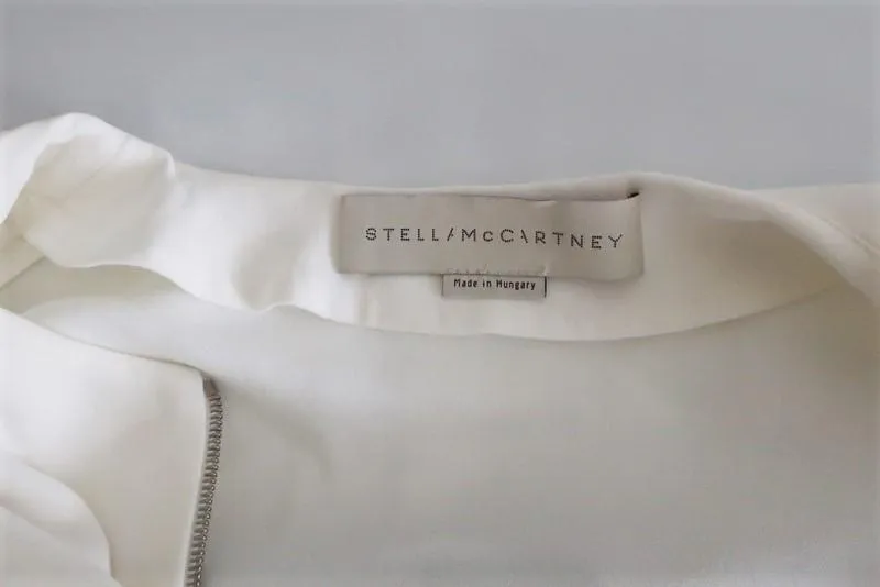 Stella McCartney Arlesa Halbzip-Bluse Weiß Cady Größe 40 Langarmtop