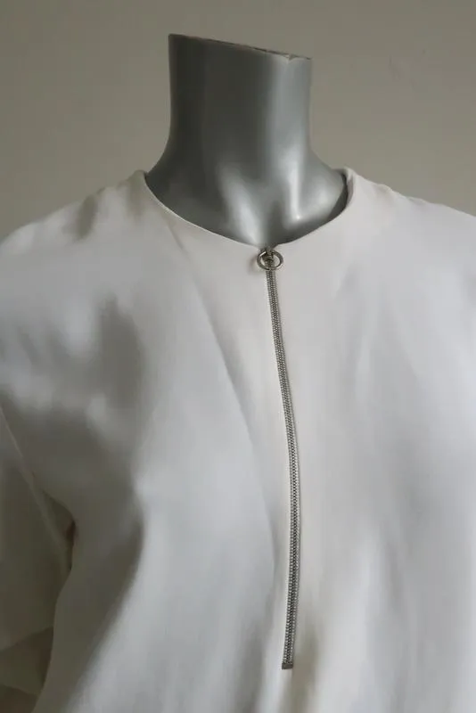 Stella McCartney Arlesa Halbzip-Bluse Weiß Cady Größe 40 Langarmtop