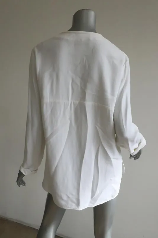 Stella McCartney Arlesa Halbzip-Bluse Weiß Cady Größe 40 Langarmtop