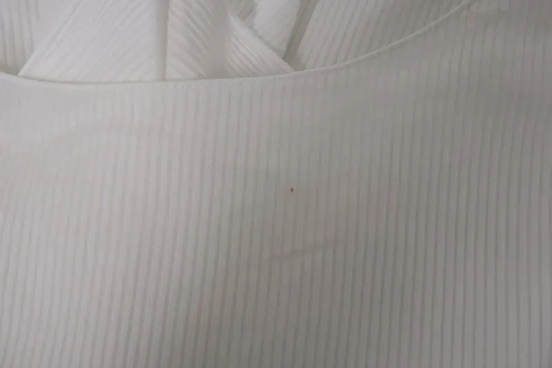 Stella McCartney Top Weiß Durchsichtig-Gestreift Baumwolle-Seide Größe 36 Rüschen-V-Ausschnitt Tank