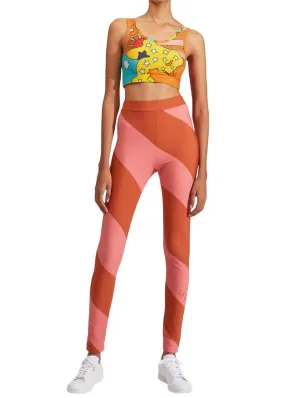 Gestreifte Leggings in Rosa-Braun