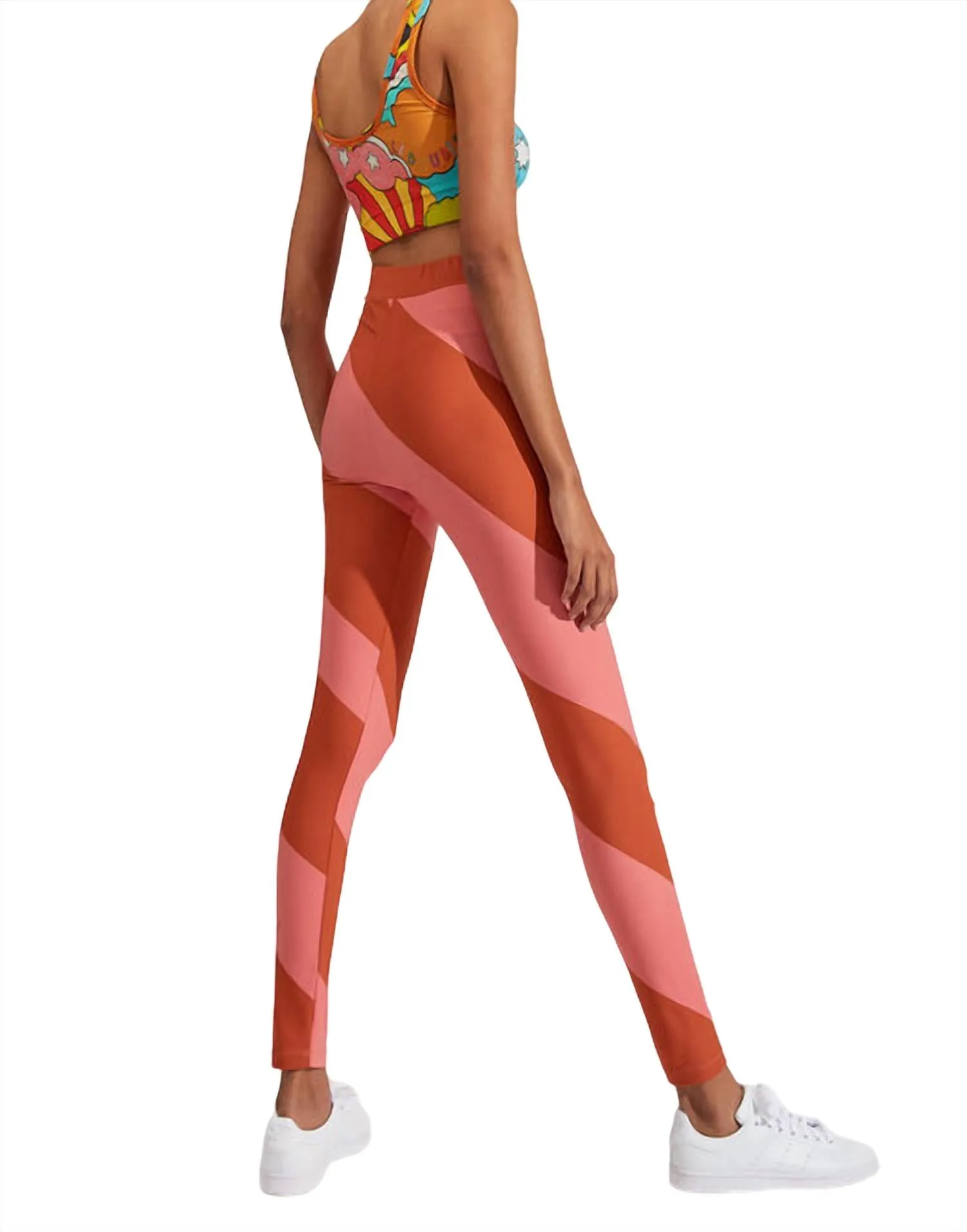 Gestreifte Leggings in Rosa-Braun