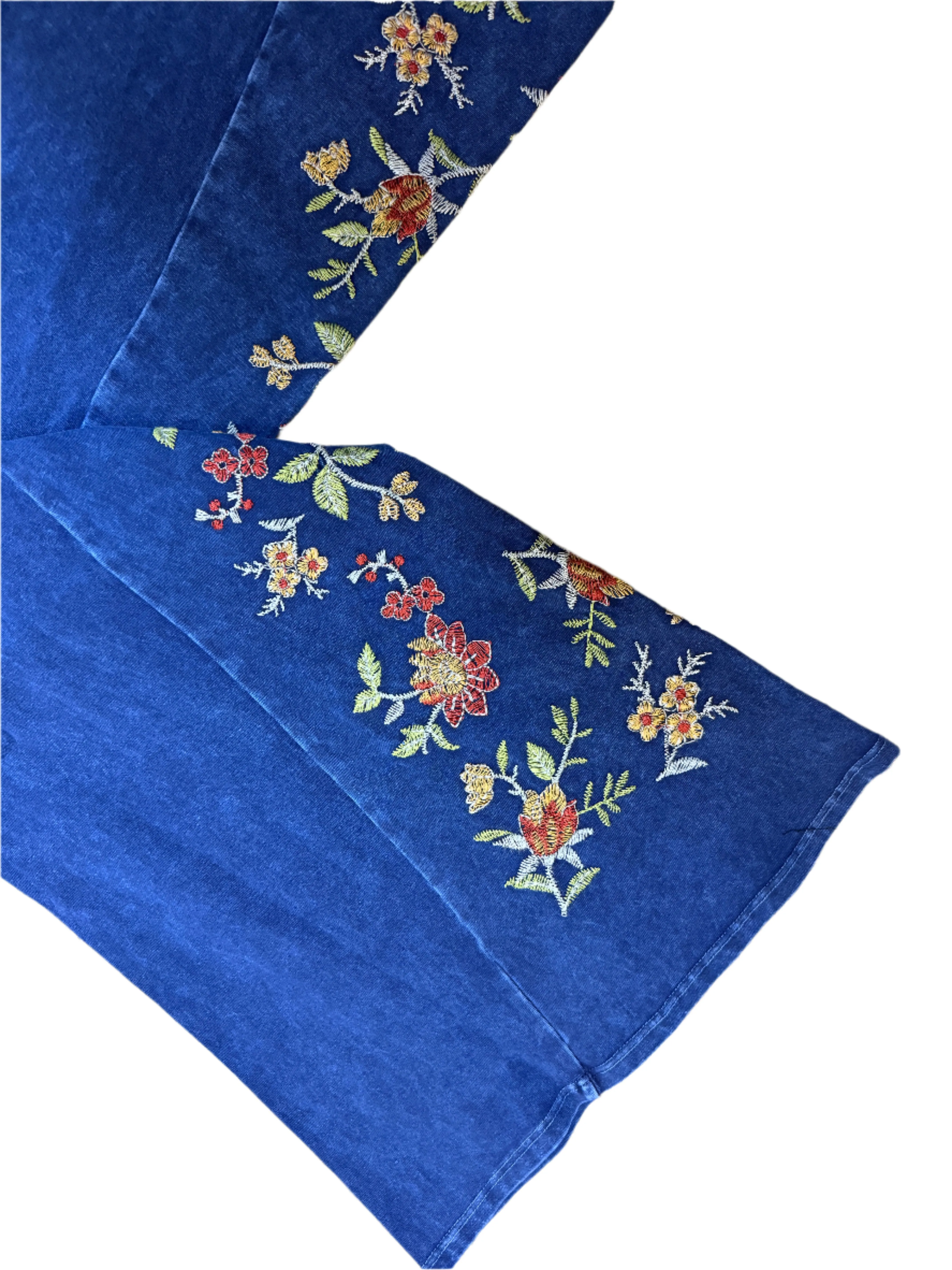 T-Party Mineralgewaschener Rostblumen-Stickerei Yoga-Hose CJ75316