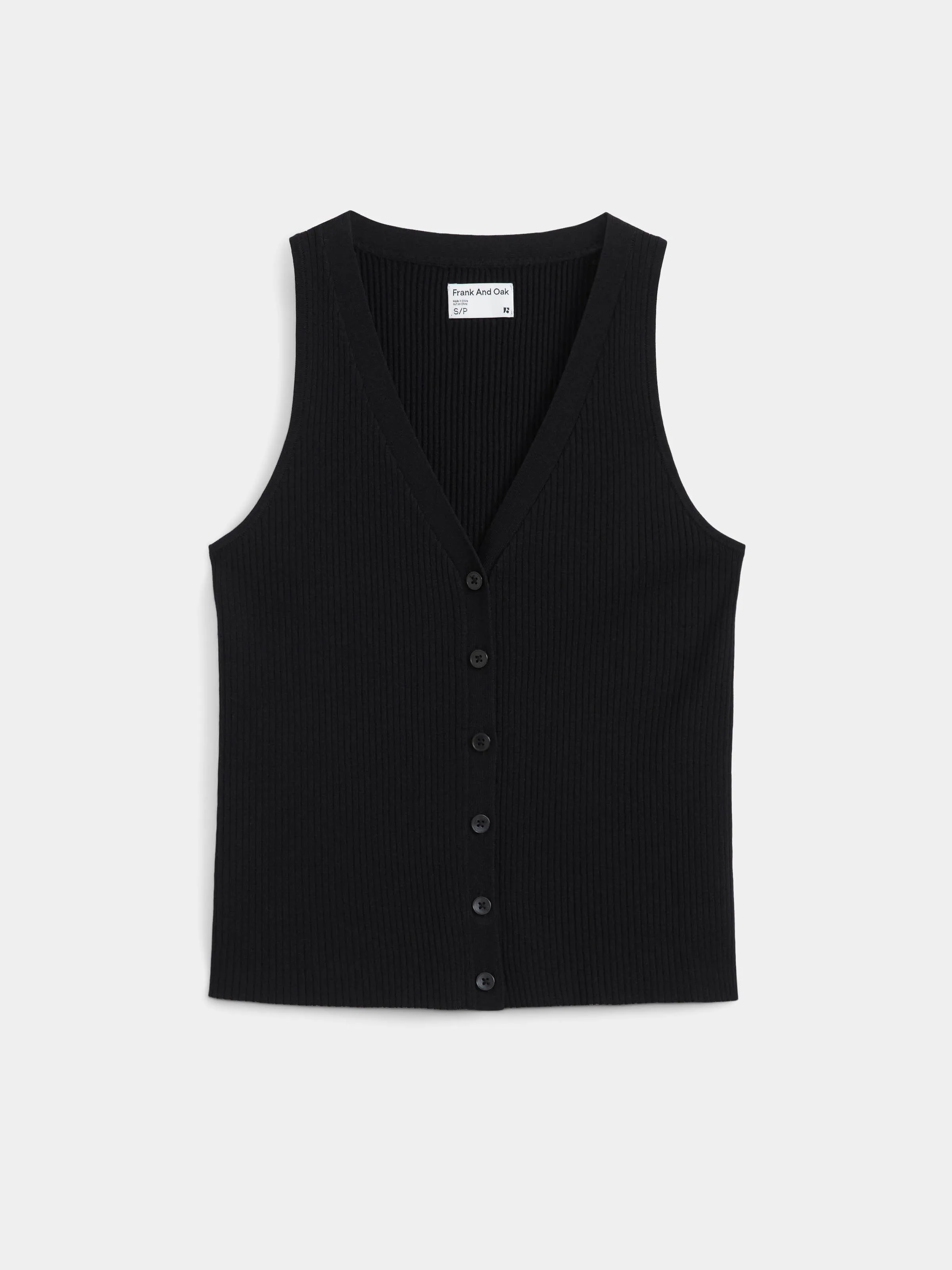 Der Knopf-Sweaterweste in Schwarz