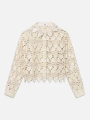 Die Spitzen-Bluse mit Knopfleiste -- Ecru