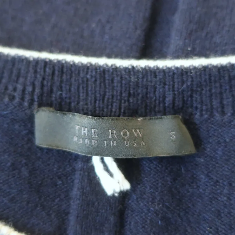 The Row Kurzarm-Strickpullover mit Marineblauen Kanten in Größe S