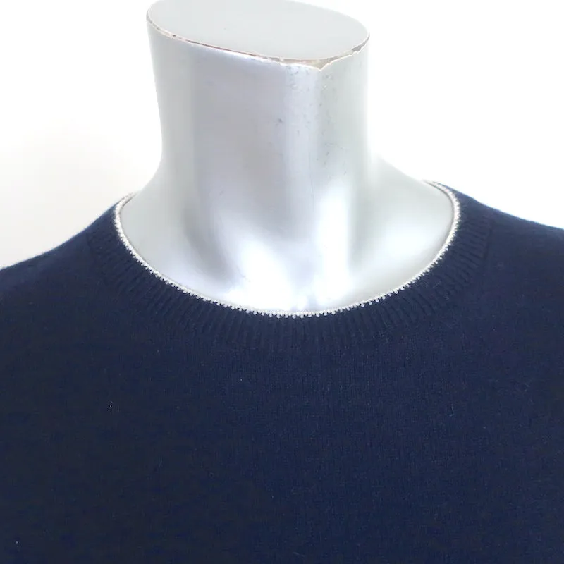 The Row Kurzarm-Strickpullover mit Marineblauen Kanten in Größe S